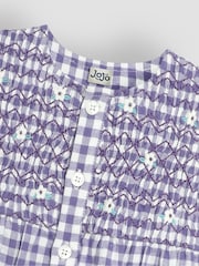 JoJo Maman Bébé Frill Shoulder Smocked Dress & Tights Set - صورة 7 من 7