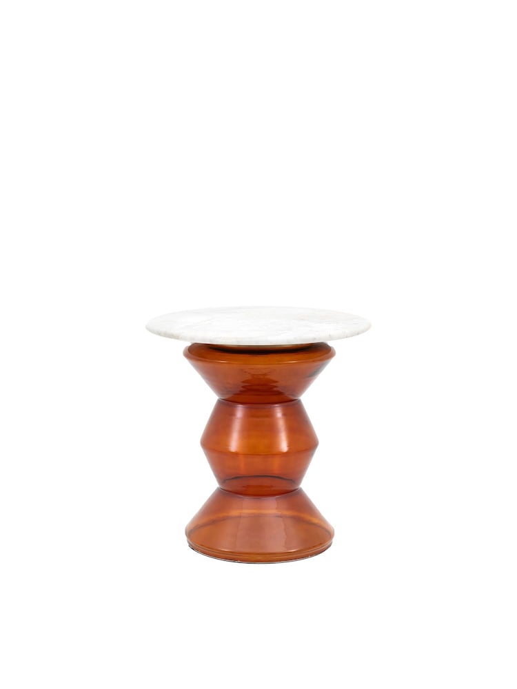 Gallery Home Orange Rabat Glass and Marble Side Minimum Assembly Required Table - Image 7 of 7
