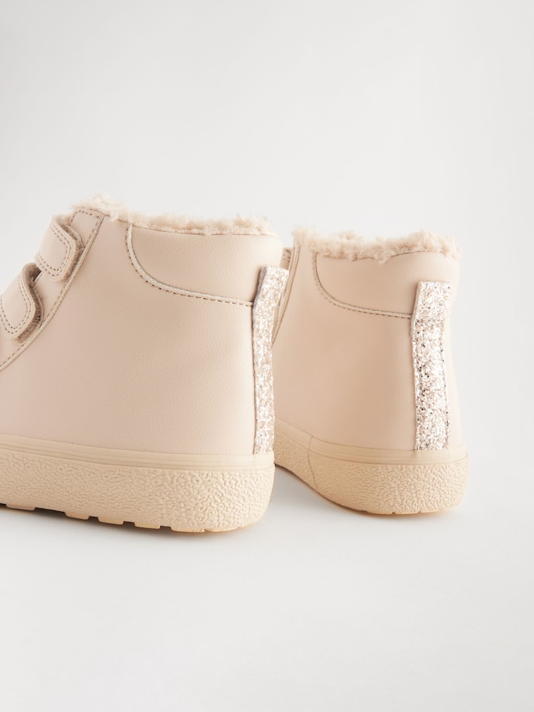 Pink Glitter Wide Fit (G) High Top Trainer With Touch Close Fastening - Image 5 of 5