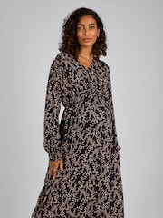 JoJo Maman Bébé Black Floral V-Neck Maternity Midi Dress - Image 3 of 4