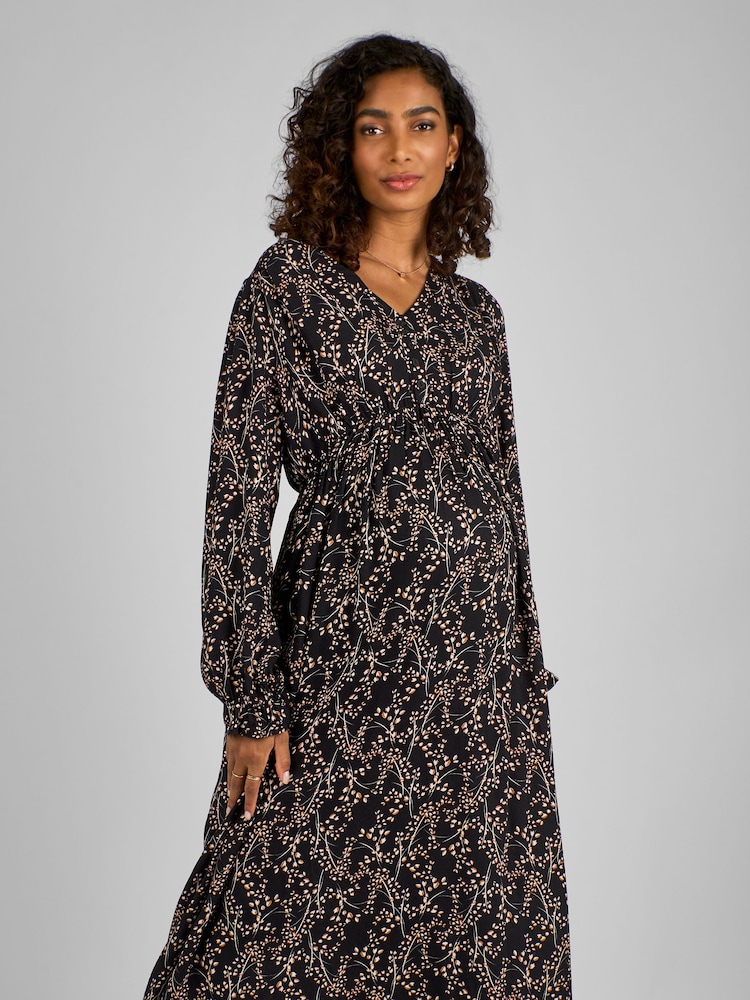 Buy JoJo Maman Bb Black Floral V-Neck Maternity Midi Dress from Next USA