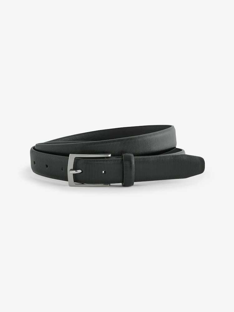 Black Textured Ripple Leather Belt - Image 2 of 3