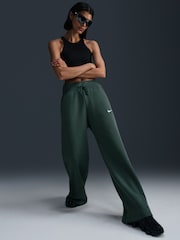 Nike Dark Green Phoenix Fleece High Waisted Wide Leg Joggers - Image 4 of 5