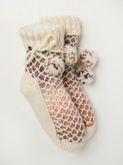FatFace Cream Womens Space Dye Bedsocks - Image 1 of 2