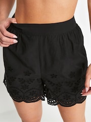 PixieGirl Petite Black 100% Cotton Broderie Shorts - Image 4 of 5