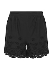PixieGirl Petite Black 100% Cotton Broderie Shorts - Image 5 of 5