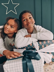 Grey/Navy Blue 100% Cotton Matching Family Kids Christmas Hamish The Highland Cow Pyjamas (3-16yrs) - Image 5 of 6