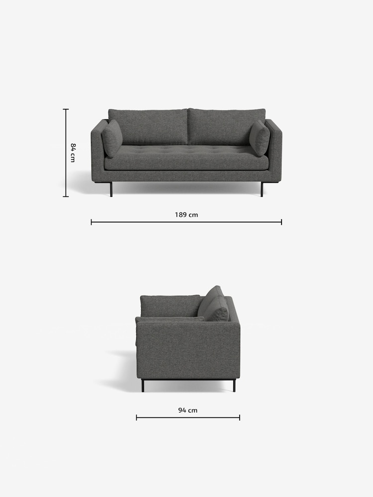 MADE.COM Textured Weave Stone Grey Harlow 2 Seater Sofa - Image 3 of 3