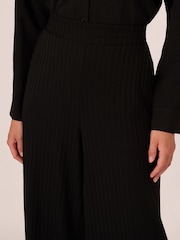 Adrianna Papell Ribbed Pull On Wide Leg Knit Black Trousers - Image 4 of 7