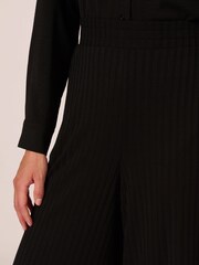 Adrianna Papell Ribbed Pull On Wide Leg Knit Black Trousers - Image 5 of 7