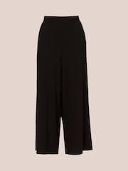 Adrianna Papell Ribbed Pull On Wide Leg Knit Black Trousers - Image 6 of 7