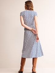 Boden Blue Joanna Cap Sleeve Wrap Dress - Image 3 of 5
