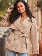 Sosandar Natural Trench Coat With Pockets - Image 5 of 5