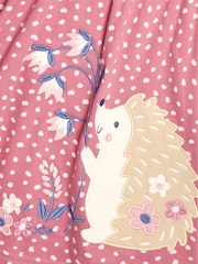 JoJo Maman Bébé Rose Pink Hedgehog Appliqué Button Front Dress - Image 3 of 3