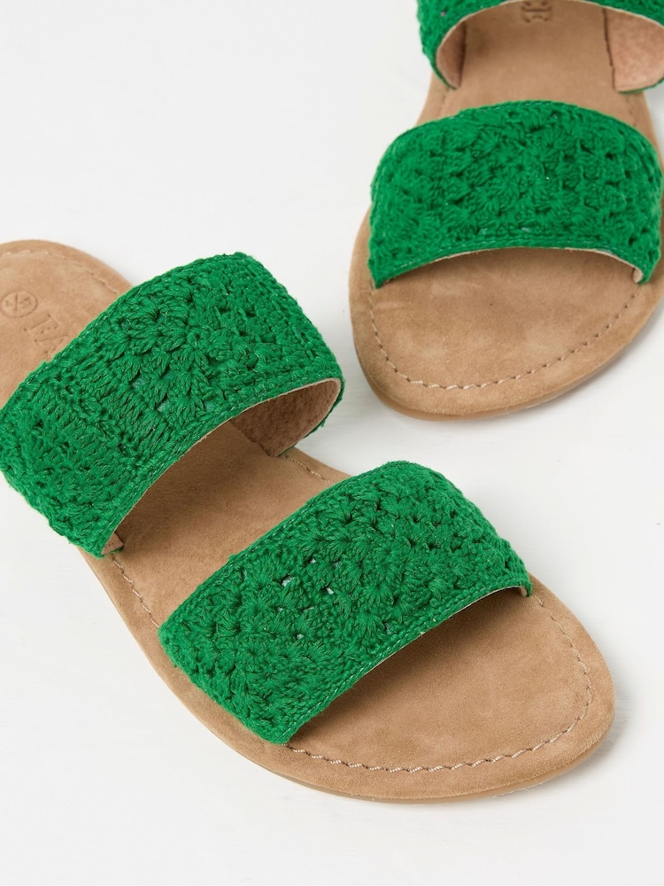 FatFace Penelope Green Crochet Sliders - Image 3 of 3 FatFace Penelope Green Crochet Sliders - Image 3 of 3