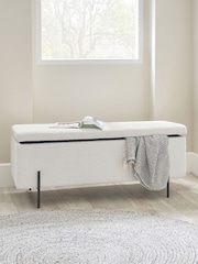 Pacific White Catania Bouclé Storage Bench With Black Legs - Image 1 of 4