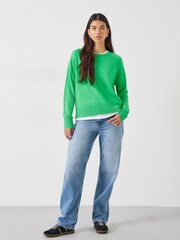 Hush Green Charlie Saddle Shoulder Cashmere Jumper - Image 2 of 5