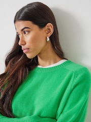 Hush Green Charlie Saddle Shoulder Cashmere Jumper - Image 4 of 5