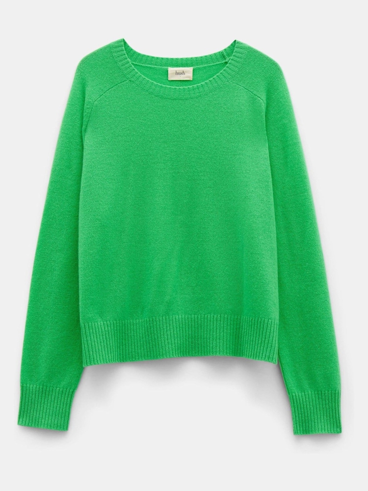 Hush Green Charlie Saddle Shoulder Cashmere Jumper - Image 5 of 5
