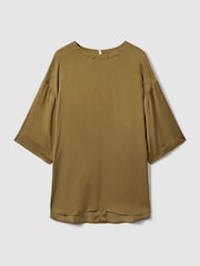 Reiss Khaki Anya Relaxed Satin Blouse - Image 2 of 6
