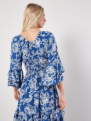 Apricot Blue Floral Sarasa Deep V Short Dress - Image 4 of 4