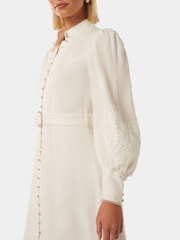 Forever New White Pure Linen Allegra Lace Detail Midi Dress - Image 2 of 4