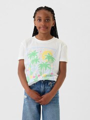 Gap White Palm Tree Graphic Short Sleeve Crew Neck T-Shirt (4-13yrs) - Image 1 of 4
