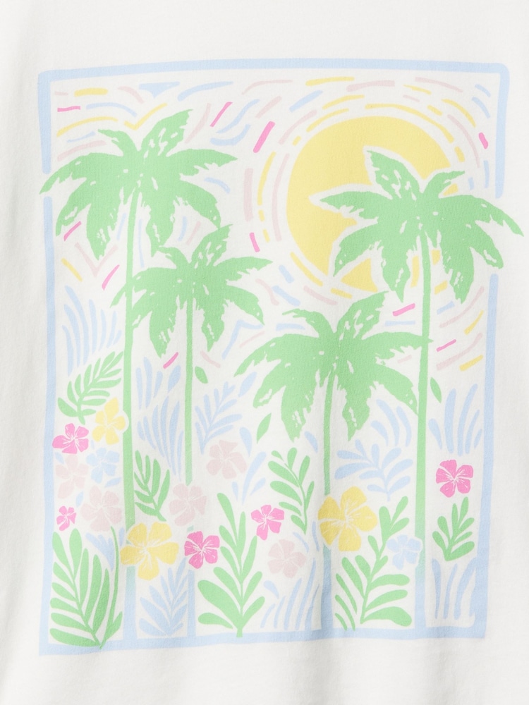 Gap White Palm Tree Graphic Short Sleeve Crew Neck T-Shirt (4-13yrs) - Image 4 of 4