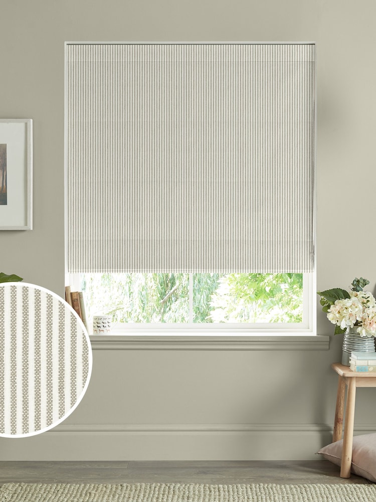 Sophie Allport Natural Stamford Stripe Made to Measure 100% Cotton Roman Blinds - Image 1 of 6
