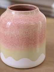 Pink Ombre Reactive Glaze Ceramic Vase - Image 3 of 5