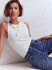 Boden White Ribbed Cotton Vest - Image 1 of 6