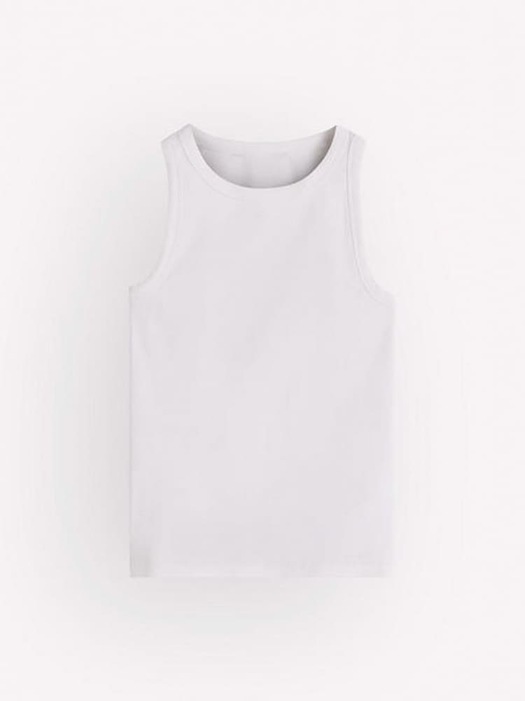 Boden White Ribbed Cotton Vest - Image 6 of 6