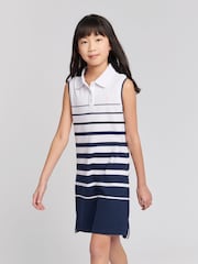 U.S. Polo Assn. Blue Girls Striped Sleeveless Polo Dress - Image 1 of 6