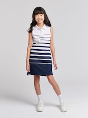 U.S. Polo Assn. Blue Girls Striped Sleeveless Polo Dress - Image 2 of 6