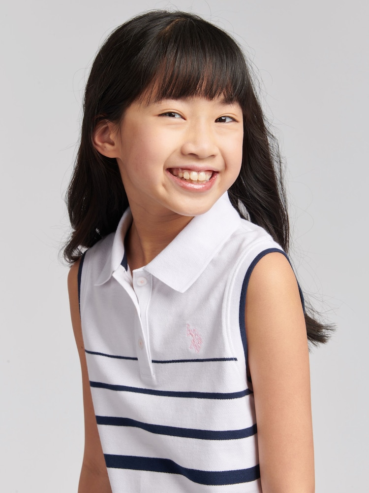 U.S. Polo Assn. Girls Striped Sleeveless Polo Dress - Image 4 of 6