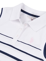 U.S. Polo Assn. Blue Girls Striped Sleeveless Polo Dress - Image 6 of 6