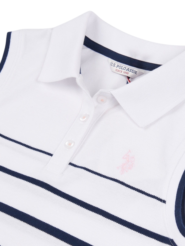 U.S. Polo Assn. Blue Girls Striped Sleeveless Polo Dress - Image 6 of 6