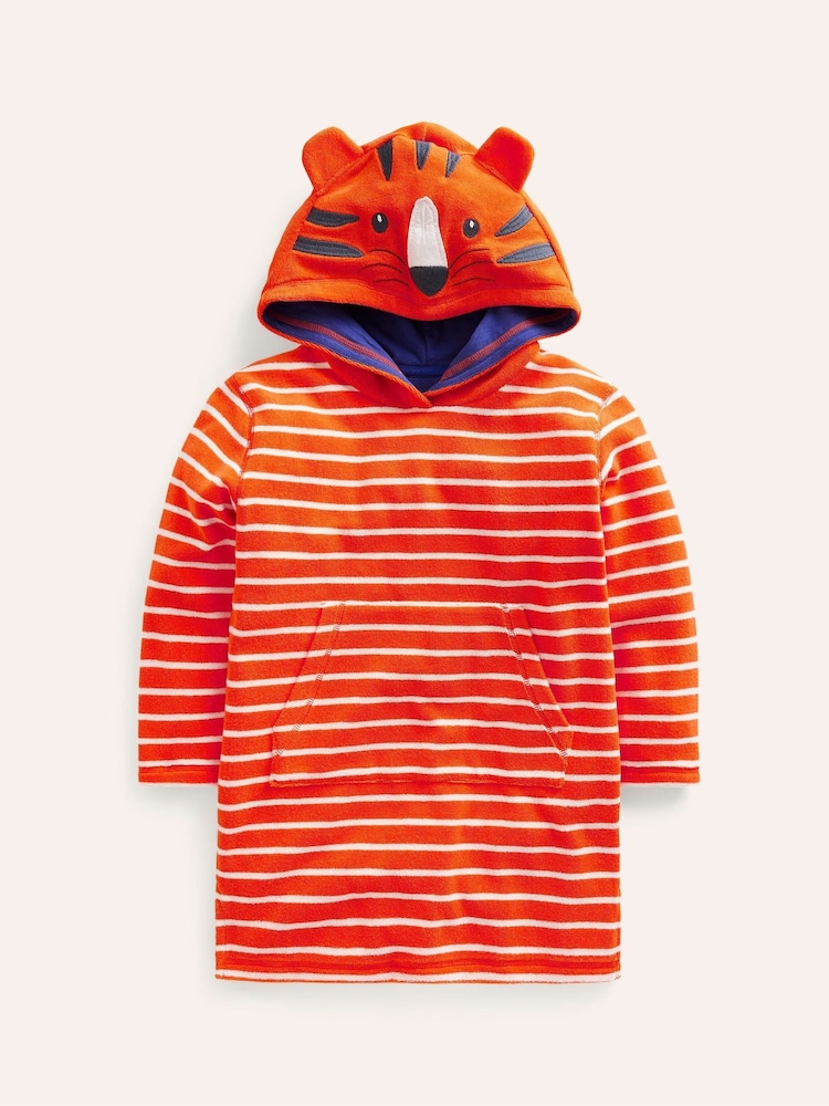 Boden Orange Appliqué Towelling Throw-On Robe - Image 1 of 4
