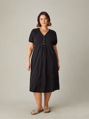Live Unlimited Black Curve Jersey Broderie Shift Dress - Image 3 of 5