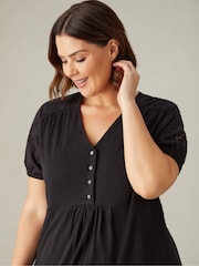 Live Unlimited Black Curve Jersey Broderie Shift Dress - Image 4 of 5