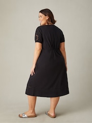 Live Unlimited Black Curve Jersey Broderie Shift Dress - Image 5 of 5
