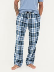 FatFace Anglesey Light Blue Check Pyjama Bottoms - Image 1 of 5