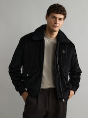 Fred Perry Corduroy Removable Collar Bomber Jacket - Image 1 of 7