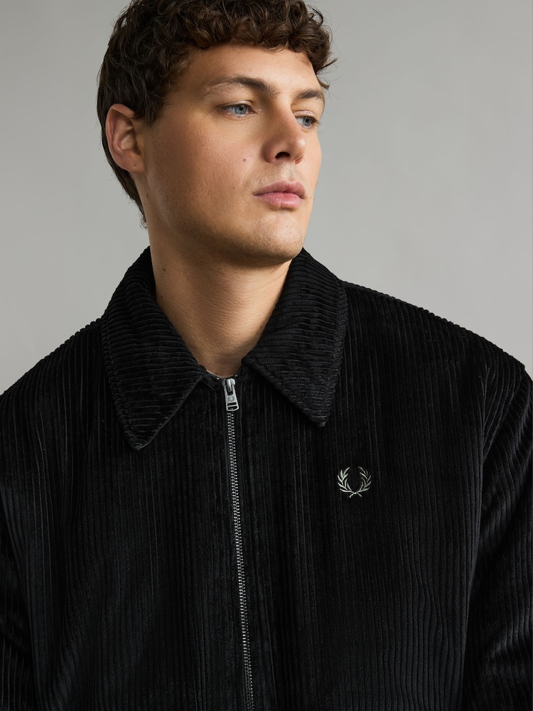 Fred Perry Blouson aviateur à col amovible en velours côtelé - Image 4 of 7