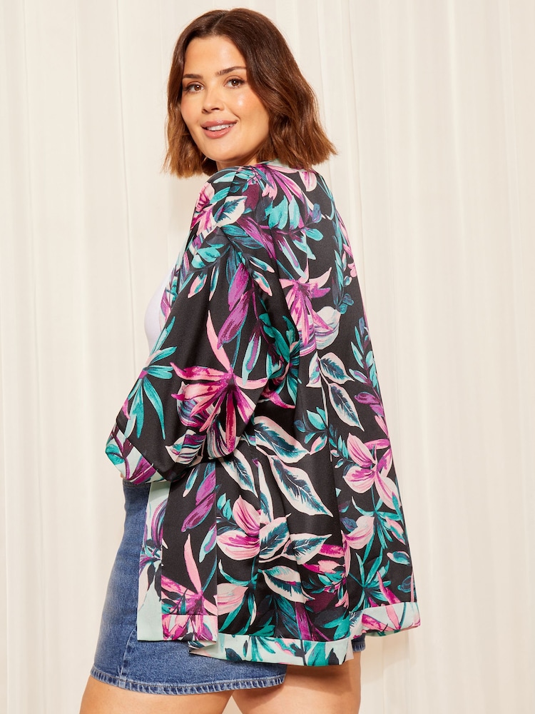 Curves Like These Blue Long Sleeve Kimono - Image 4 of 4 Curves Like These Blue Long Sleeve Kimono - Image 4 of 4