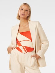 Forever New Cream Pure Linen Lacey Blazer - Image 1 of 5