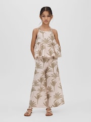 Reiss Neutral Klemee 13-14 yrs Linen-Cotton Peplum Top - Image 2 of 4