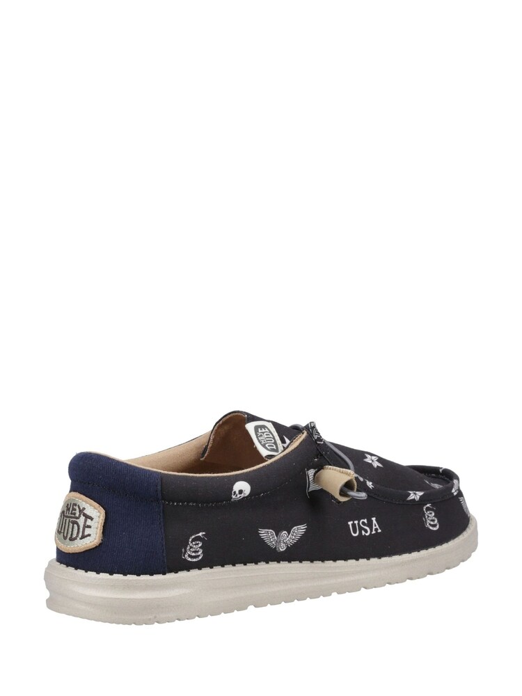 HEYDUDE Wally Stars n Skulls Black Shoes - Image 2 of 10