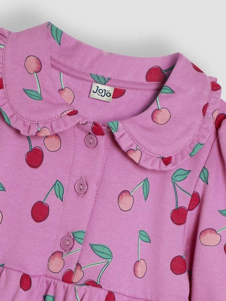 JoJo Maman Bébé Orchid Cherry Peter Pan Dress - Image 3 of 3