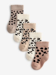 Neutral animal print Baby Socks 5 Pack (0mths-2yrs) - Image 1 of 6